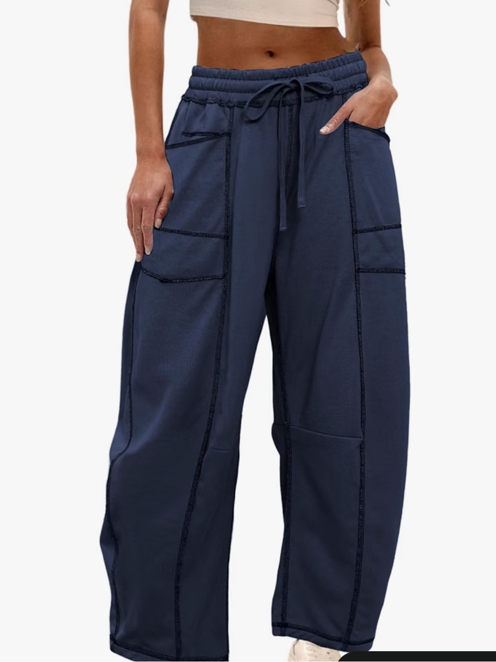 Amazon Women’s Baggy Barrel Wide-Leg Drawstring Lounge Pants - Navy